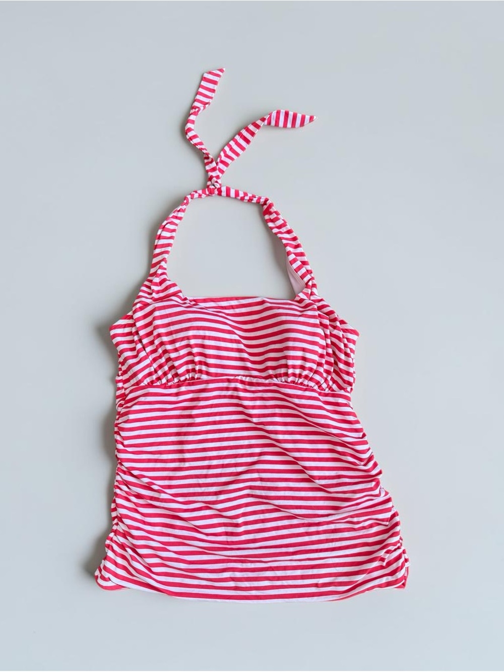 Lands' End Pink and White Stripe Halter One-Piece Swim